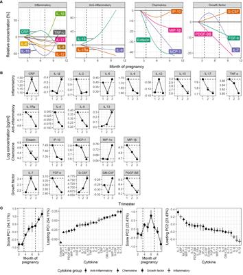 Cytokine Patterns in Maternal Serum From First Trimester to Term and Beyond